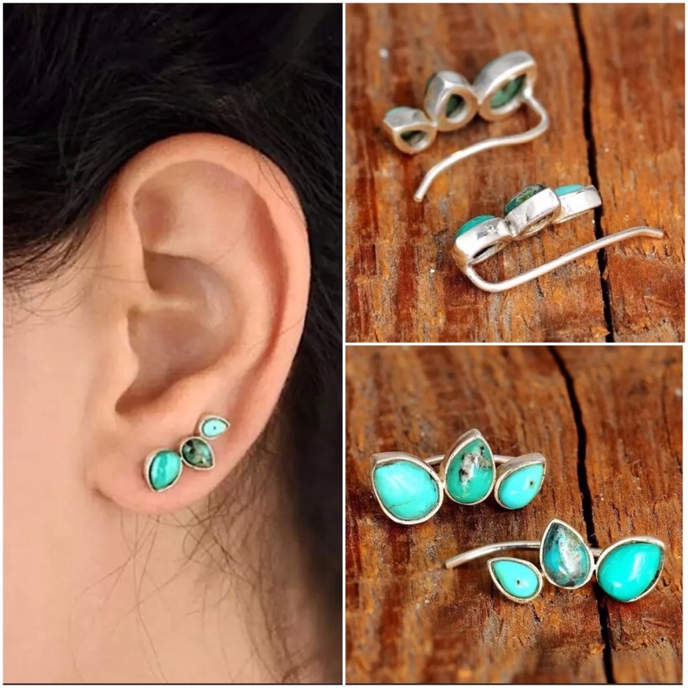 “Native” Turquoise Climber/Crawler Minimalist Boho/Festival/Hippie DaintyEarring
